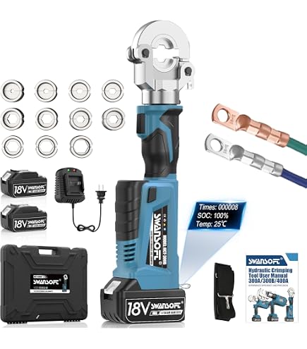MMNZE Electric Hydraulic Cable Lug Crimper Pliers Rechargeable